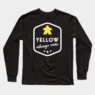 Yellow Always Wins Meeple Board Games Meeples and Roleplaying Addict - Tabletop RPG Vault Long Sleeve T-Shirt